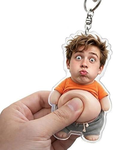 Personalized Face Squishy Belly Keychain Sensory Mystery, Custom Squishy Keychain with Soft Squeeze Belly Gift for Adults