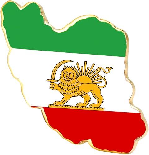 Dreamtimes Iran Lion and Sun Brooch Pin for Women Men Iran Map Brooch Pin Iranian Memorial Medal Pins Stainless Steel Persian Vintage Iran Jewelry