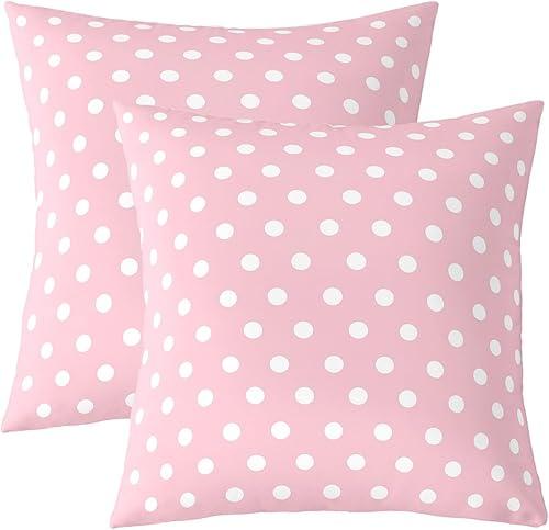 Erosebridal Pack of 2 Pink Polka Dot Throw Pillow Covers for Kids Toddler Girls - Modern Boho Accent Pillow Covers Geometric Dots Printed Cushion Cases Rustic Artwork Decor,20x20 Inch
