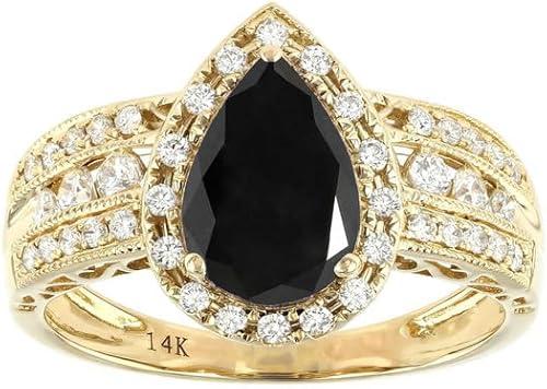 10K 14K 18K Gold 2 Carat Pear Gemstone Engagement Rings for Women with Moissanites/Diamonds Heart Gemstone Promise Anniversary Ring for Her Size 3-16