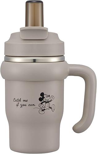 Skater STSTB6-A Straw Tumbler, 20.4 fl oz (570 ml), Heat Retention, Cold Retention, Includes Handle, 2-Way, Direct Drinking, Disney Mickey Mouse, Simple Logo