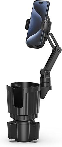 bokilino Phone Holders for Your Car, 2 in 1 Universal Cup Holder Expander Adjustable Base with Phone Mount, Long Arm with 360°Rotation Cup Holder Phones Mount for Car Compatible with All Smartphones