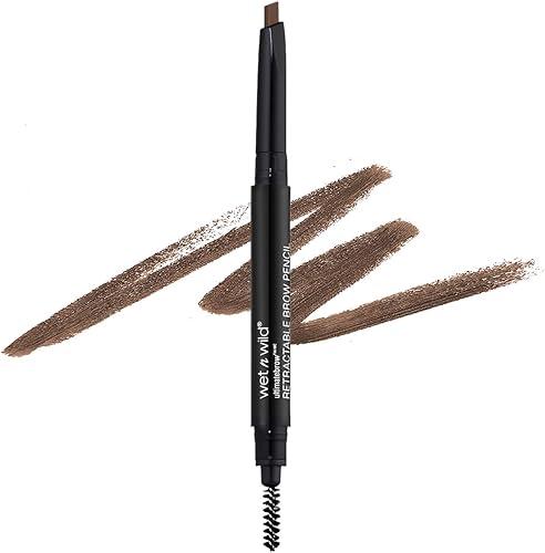 wet n wild Ultimate Eyebrow Retractable Definer Pencil, Medium Brown, Dual-Sided Brow Brush, Fine Tip, Shapes, Defines, Fills Brow Makeup