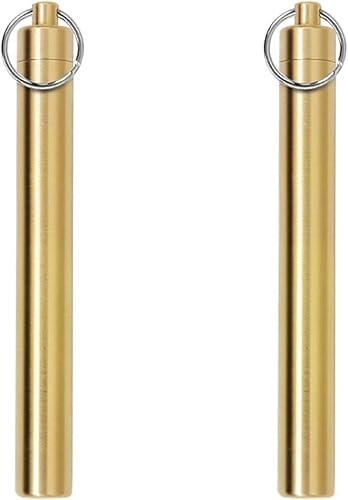 GLEAVI 2 Pcs Portable Toothpick Holder Pill Dispensers Pill Keychain Pill Holder Keyring Brass Keychain Toothpicks Holder Tooth Pick Holder Toothpick Dispenser Container Travel Outdoor