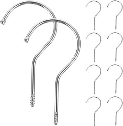 GLEAVI DIY Hanger Hooks 10pcs Heavy Duty Screw-in Hooks Home Clothing Hanger Accessories Smooth Surface No Scratch
