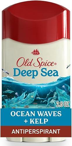 Old Spice Dry Feel Antiperspirant Deodorant for Men, 24/7 Long Lasting Freshness, 24/7 Sweat & Odor Protection, Gentle on Skin with Skin Conditioners, Deep Sea with Ocean Elements Scent, 2.6 oz