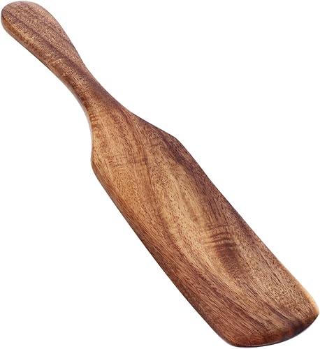 ABOOFAN Wood Spurtle 9-Inch Long Handle Cooking Spatula Heat Resistant Wooden Kitchen Shovel for Home and Restaurant Use