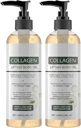 Collagen Lifting Body Oil, Silky Hydrating Skin Tightening Oil for Neck, Chest, Arms and Thighs, 3.38 fl oz, 2 Pack