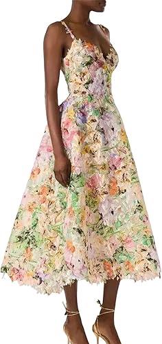 Women’s Lace Embroidery Hollow Out Midi Party Dinner Dress Summer Elegant Vintage Cocktail Evening Dress