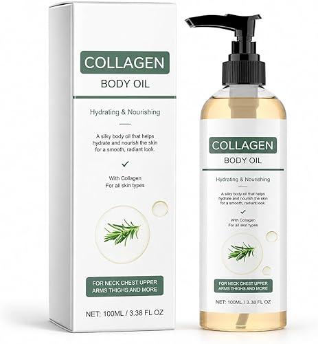 Collagen Body Oil, 100ml Lightweight Body Moisturizer Oil with Vitamin E & Rosemary Leaf Oil, Fast-Absorbing Non-Greasy Body Oil for Dry Skin, Daily Body Care (3, Collagen Body Oil 100ml)