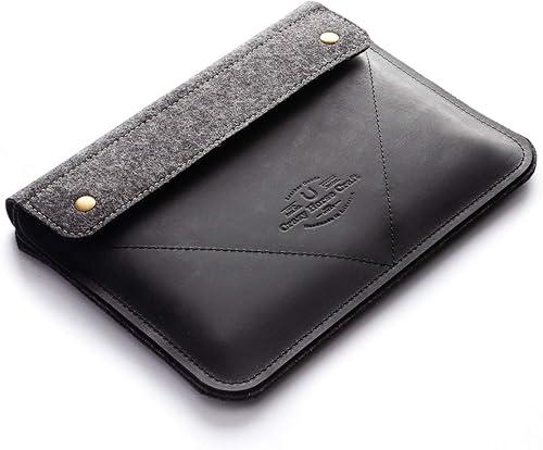 Crazy Horse Craft, Leather Case for iPad Pro 11, Carbon Black, Tablet Sleeve, Screen Protector, Pencil Pocket, Magic Keyboard Cover, Vintage Bag