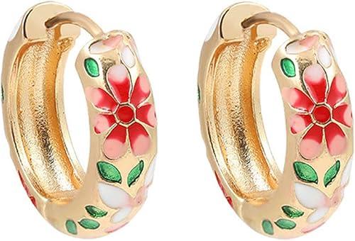 Bohemia Colorful Zircon Small Hoop Earrings Retro Geometric Eye Round Huggie Earring Fashion Jewelry Ornament Huggie H