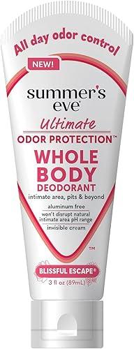 Summer's Eve Blissful Escape Whole Body Deodorant for Women, Aluminum-Free Ultimate Odor Control Cream, 3 Oz