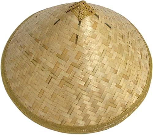 Handwoven Hat for Adults Sun-Shade Fisherman Rice Paddyhat Oriental Coolies Beachcap Photo Props Party Cosplay