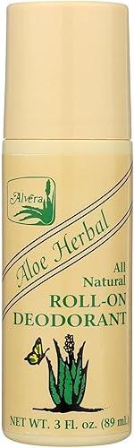 Alvera All Natural Roll-On Deodorant, Aloe Herbal, 3 Fluid Ounce