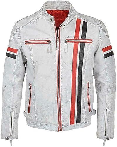 Mens Vintage Cafe Racer Distressed Biker Leather Jacket | Motorcycle Leather Jacket for Men — 10% off