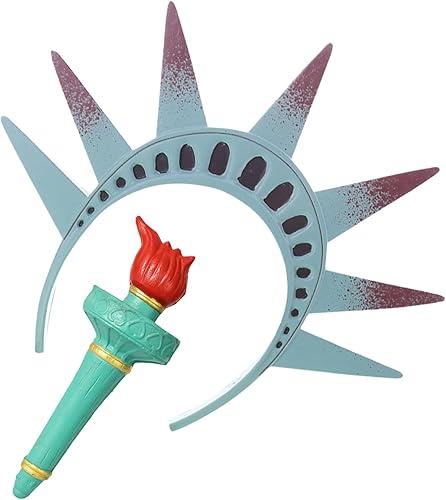 Statue of Liberties Crowns and Torch Set for Adult Halloween Costumes Cosplay Props Patriotic Party Accessories