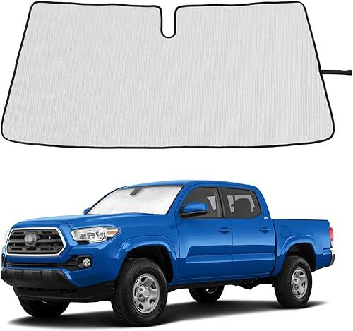 Front Windshield Sunshade for Toyota Tacoma 2006-2024 Accessories, Windshield Sun Shade, Foldable Reflective Sun Visor, Screen Shield Cover UV Blocker Protector HeatShield Keeps Your Vehicle Cool