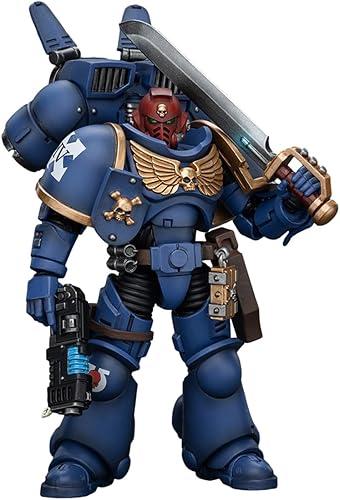 JOYTOY Warhammer 40K Space Marines Ultramarines Jump Pack Intercessors Sergeant with Plasma Pistol and Power Sword 1:18 Scale Action Figure Mecha Joy Toy Collection Model 4.8 inch