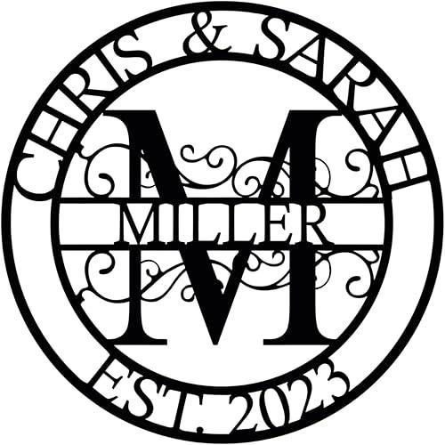 Personalized Family Name Sign, Split Letter Monogram Wall Art Decor, Durable Steel Family Last Name Decor, Custom Signs Indoor or Outdoor, Personalized Wedding Gifts, Housewarming Gift