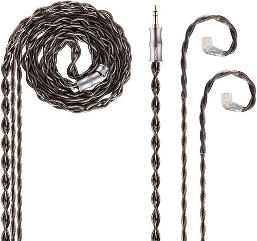 NICEHCK DuskSky IEM Cable, 6N Pure Silver in Ear Monitor Cables, 7N SPC Upgrade Cords, Conductive Fiber Earbuds Cord for Audiophile Musician Singer (3.5mm with QDC)