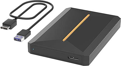 High-Speed Compact External Hard Drive, Slim Portable Drive 2TB External Solid State Drive, Speeds Up to 5GBPS, USB 3.0 / USB 3.1, Compatible with 2.5-inch SATA HDDs/SSDs, Plug-And-Play (A, USB 3.0)