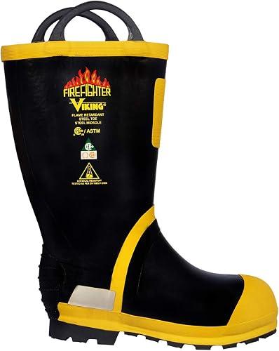 Viking Men's 14” Felt Lined Firefighter and EMS Boots with Chemical Resistant FR Upper, and Steel Toe, EH