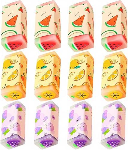 SUPVOX 12Pcs Cartoon Fruit Scented Erasers Cute Jelly Erasers for School Supplies Fun Stationery for Students Portable Erasing Tools Random Fruit Designs