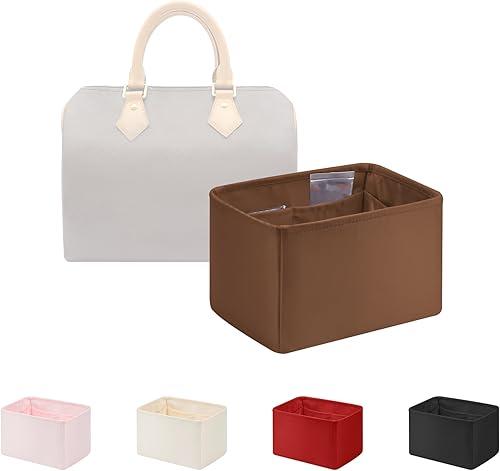 Purse Organizer Insert for Luxury Bag, Lightweight & Soft Satin Fabric with Pockets, Ideal for Travel, Shopping, and Daily Use, Multicolor Options, Fits Speedy 25(Gold, Speedy25)