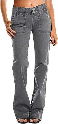 Bell Bottom Pants for Women Wide Leg Mid Waist Straight Vintage Workou Leg Corduroy Jeans 2025 Trendy Pant