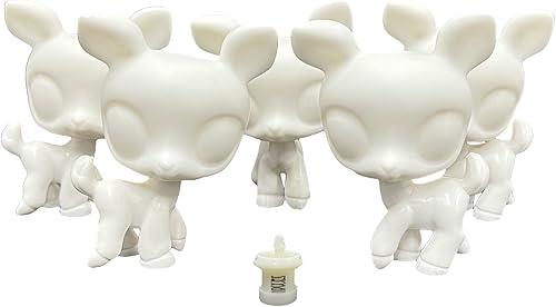LPSCB 5pcs/Pack Bobble Head White Base for Painting Animal Toy Pet Shop Custom Blank Model DIY OOAK Paint Design (Deer)