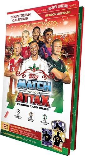 Topps UCC Match Attax 2025/26 - Advent Calendar - 121 Match Attax cards including 96 all-new festive parallels, 24 new-look Festive Squadzone cards and 1 guaranteed Infinity card!