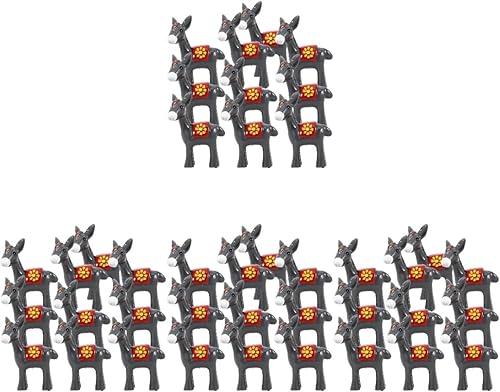 DOITOOL 40 Pcs Mini Donkey Figurines Easter Cake Toppers, Resin Miniature Donkey Ornament for Fairy Garden Accessary DIY Micro Landscape Spring Party Decoration