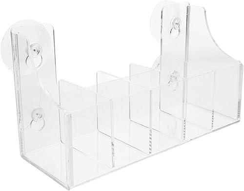 Luxshiny Refrigerator Organizer Suction Cup Storage Rack 5-Compartment Clear Acrylic Shelf for Kitchen Fridge Door Snacks Condiments Holder