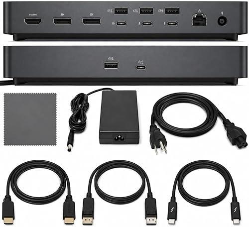 Dell Pro Thunderbolt 5 Smart Dock SD25TB5 Bundle – 300W USB-C Docking Station + HDMI Cable + DisplayPort 2.1 Cable + Cleaning Cloth, Multi-Monitor Support, High-Speed Data & Charging Bundle, Black