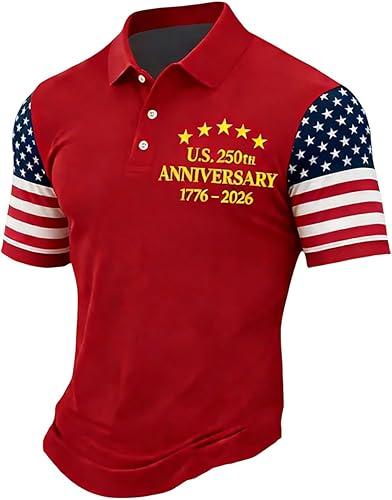 Men's 250Th Anniversary Printed Casual T-Shirt 250 Years of Freedom Shirt American Flag Patriotic, S-5XL — 13% off