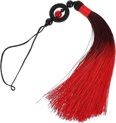 Kisangel Red Chinese Knot Tassel, Traditional Chinese Tassel Silk Knot Charm Lanyard Ornament for Sword Tai Chi Martial Arts Decorative