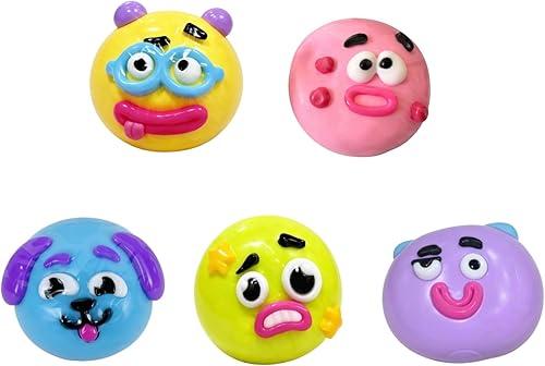 5Pcs Smushers Squishy Fidget Toys Slow Rising Stress Balls Squeeze Toys Curiosities Smushers Face Stress Sensory Anxiety Relief Squishies Slow Rise Toy Party Favors Gift Adults Kids (Multiple Color)