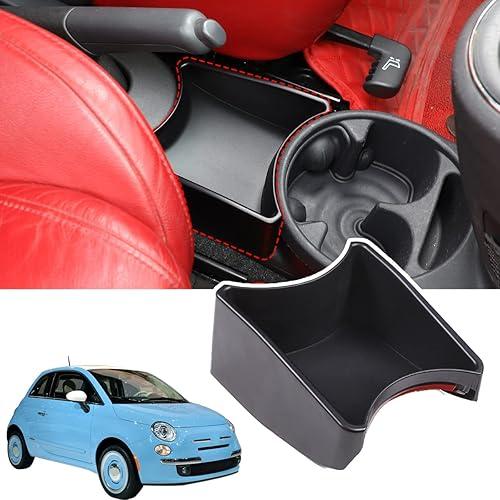 HAPPYHORSE Car Console Storage Box Organizer Tray Compatible with Fiat 500 2007-2015 Central Control Water Cup Holder Storage Box Organizer Tray (Handbrake)