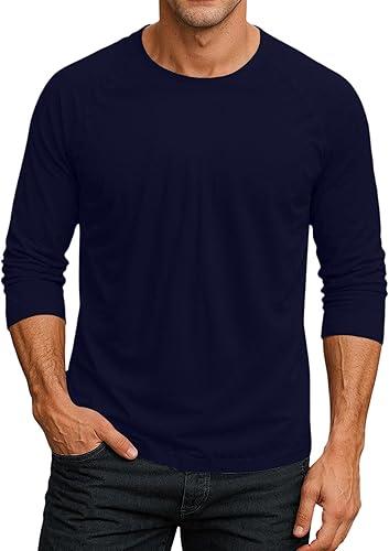 Mens Raglan 3/4 Sleeve Crewneck T-Shirt Solid Casual Fashion Sporty Jersey Baseball Tee Top