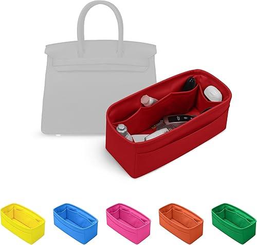 Bag Organizer Insert, Silky-Soft Lightweight Design, Multi-Pocket, Keeps Bag Organized & Protects Interior, Fits Birkin 30, Ideal for Travel & Daily Use(Rouge Casaque, BK30 Retourne)