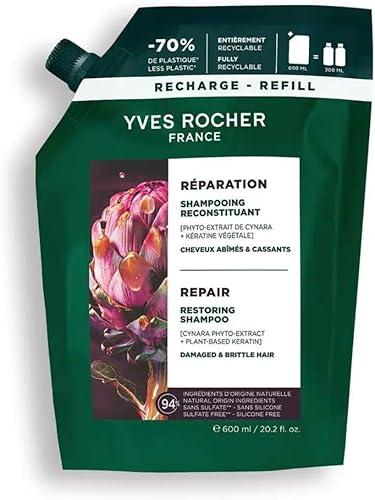 Yves Rocher Restorative Shampoo with Plant Keratin Strengthening Repair Shampoo for Damaged Hair Sulfate Free Silicone Free Hair Care Nourishing Protective Formula 600 ml/20.3 flOz