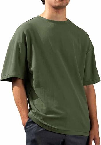 Men's Big and Tall Shirts, Casual Short Sleeve Crewneck Solid T-Shirts Summer Lightweight Tees, S-5XL
