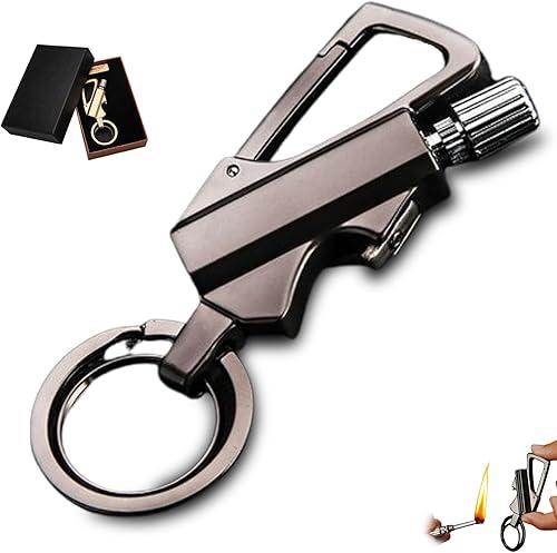 Permanent Match Infinity Lighter, Waterproof Keychain Lighter Match Strike, Reusable Key Chain Lighters with Bottle Opener (Black)