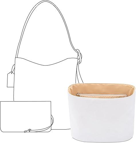 Purse Organizer Insert for COACH Bleecker Bucket Bag, Custom Fit Inside Premium Lightweight Water Resistant Handbag Insert with Zipper(Vanile)