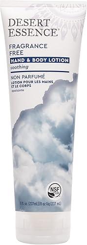 Desert Essence Fragrance Free Hand & Body Lotion - 8 Fl Ounce - Soothing - Aloe Vera - Shea Butter - Green Tea - Coconut Oil - Jojoba Oil