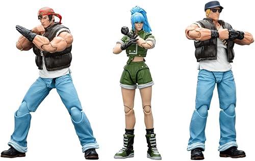 JOYTOY SNK The King of Fighters KOF 98UM Ikari Warriors Team 3Pack Action Figure 1:18 Scale with Interchangeable Heads, Hands & Accessories
