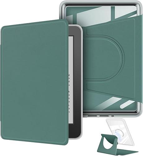 360 Degree Rotating Case for 6.8" Kindle Paperwhite (11th Generation-2021 Release), Detachable Magnetic Design Protective Adjustable Stand Cover Clear Back with Auto Sleep/Wake, Dark Green — 16% off