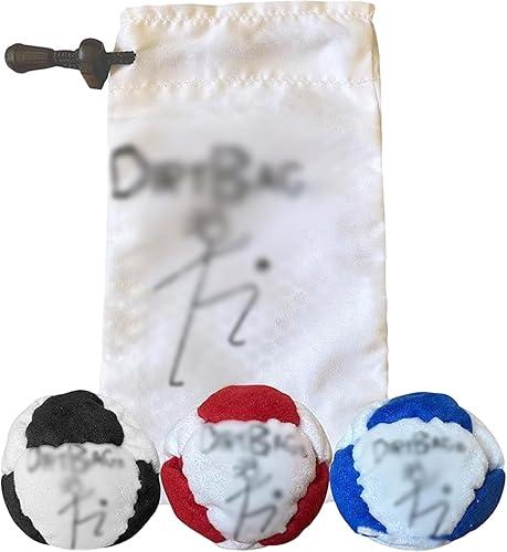 Dirt Hacky Bag Sack Set 3 Pack with Carrying Pouch Durable Hand Stitched Foot Bags for Adults - Classic Sand Filled Juggling Balls for Outdoor Exercise and Stress Relief