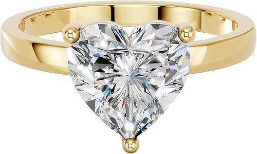 IGI Certified 1 Carat to 5 Carat F/VS Heart Shape Lab Grown Diamond Solitaire Engagement Rings for Women, Made in Solid Gold